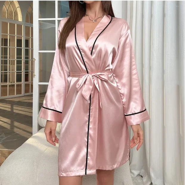 Women Satin Nighty Robe Set