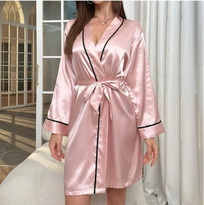 Women Satin Nighty Robe Set
