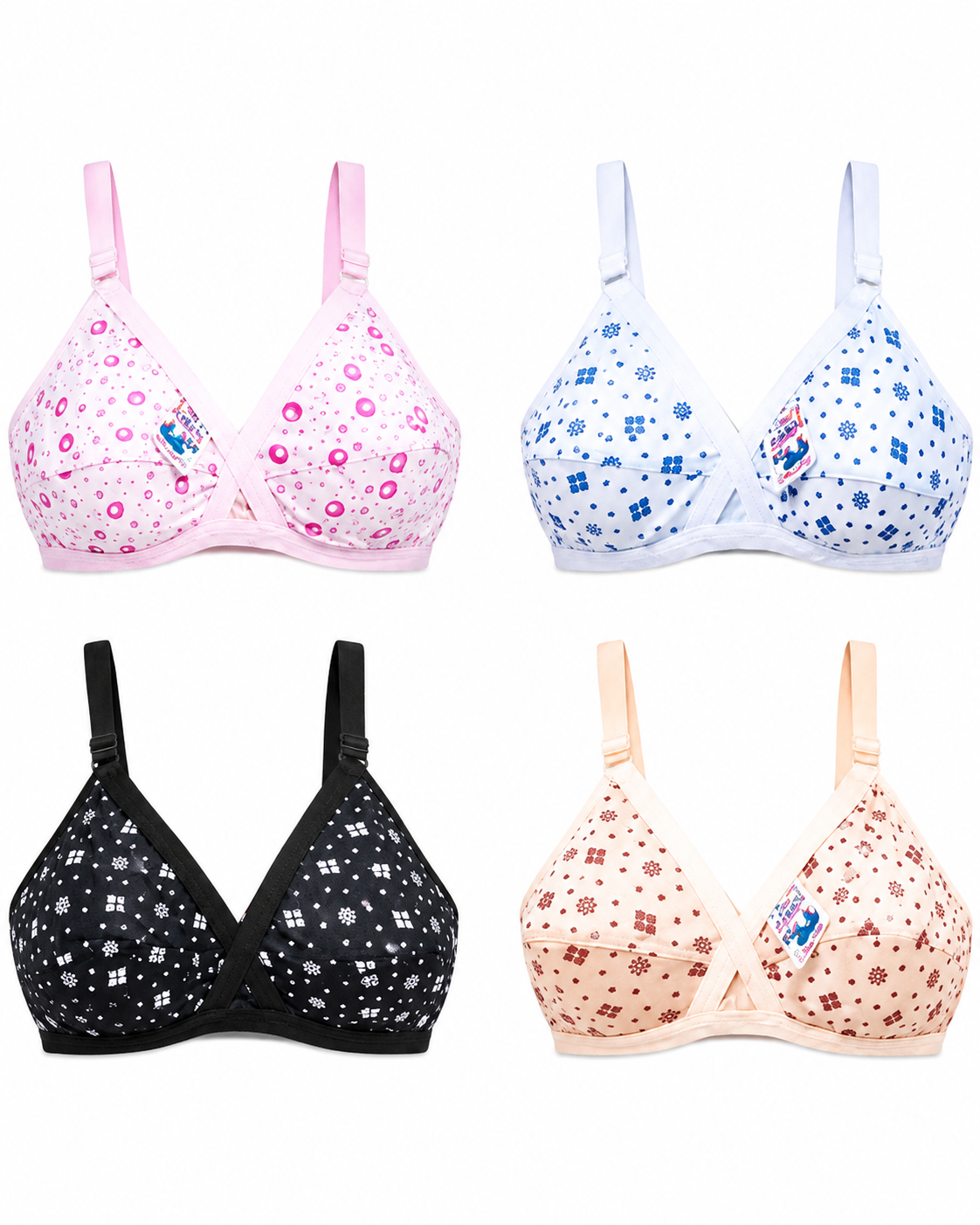 Pack of 4 Printed Bra Sets
