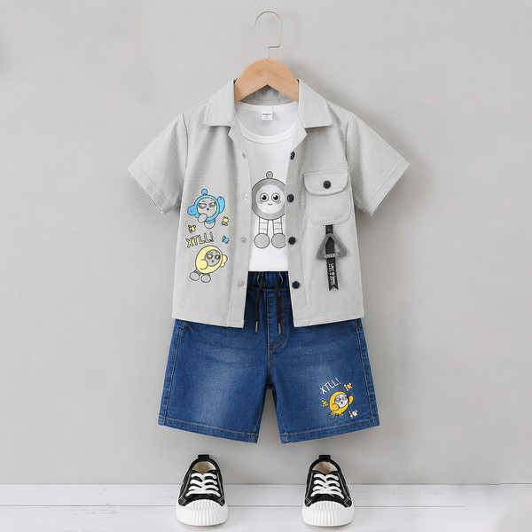 Boys Half Sleeves 3 Piece Suit