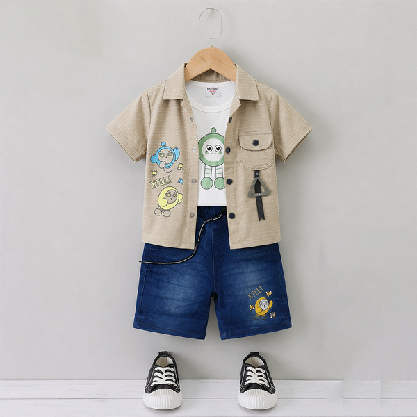 Boys Half Sleeves 3 Piece Suit