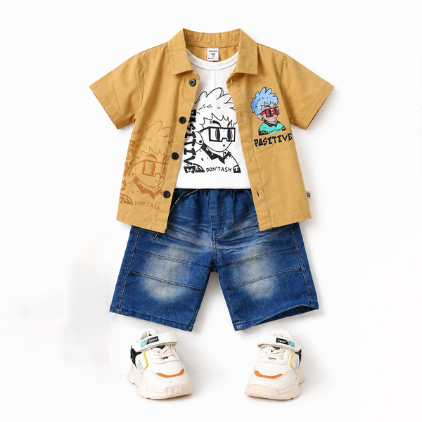 Boys Half Sleeves 3 Piece Suit