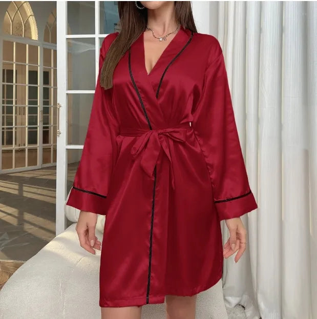 Women Satin Nighty Robe Set
